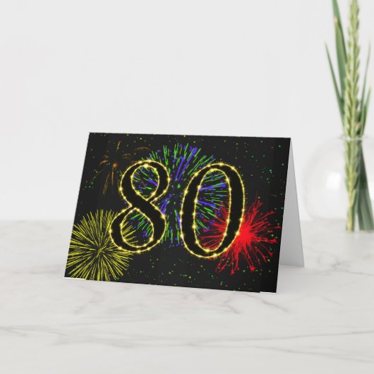 第80回誕生日花火付きカード カード (正面)