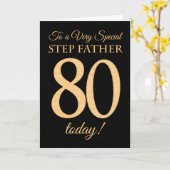 第80回金ゴールド効果ブラック、ステップファーザー誕生日 カード (黄色い花)