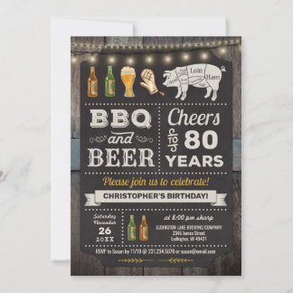 第80回BBQバーベキュー&ビール誕生日招待状 招待状