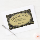 -第80数パターン金ゴールドおよび黒ありがとう 長方形シール (封筒)