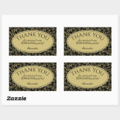 -第80数パターン金ゴールドおよび黒ありがとう 長方形シール (シート)