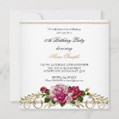 第80期女子バースデーパーティーピンクローゼホワイト金ゴールド 招待状 (裏面)