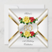 第80期女子バースデーパーティー赤い黄色のバラ 招待状 (正面)