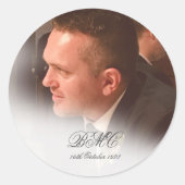 第80期男性誕生日シンプルフォトエレガントトランプのポーカーカード ラウンドシール (正面)