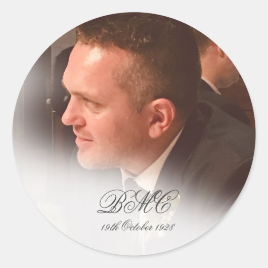 第80期男性誕生日シンプルフォトエレガントトランプのポーカーカード ラウンドシール (正面)