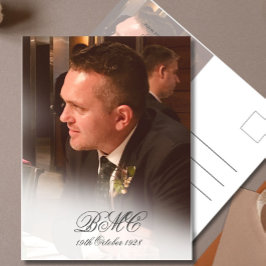 第80期男性誕生日シンプルフォトエレガント招待状 ポストカード