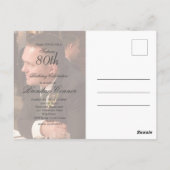 第80期男性誕生日シンプルフォトエレガント招待状 ポストカード (裏面)