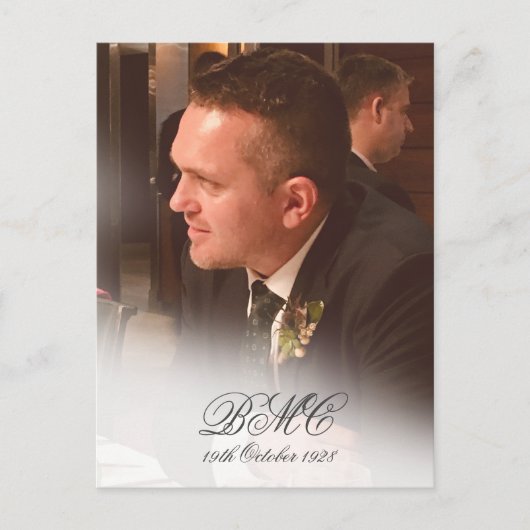 第80期男性誕生日シンプルフォトエレガント招待状 ポストカード (正面)