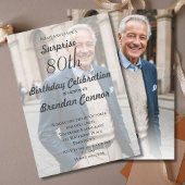 第80期男性誕生日シンプルモノグラムエレガント写真 招待状