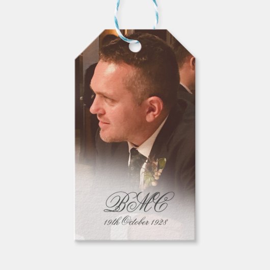 第80期男性誕生日シンプル写エレガント真 ギフトタグ (正面)