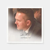 第80期男性誕生日シンプル写エレガント真 スタンダードカクテルナプキン (正面)