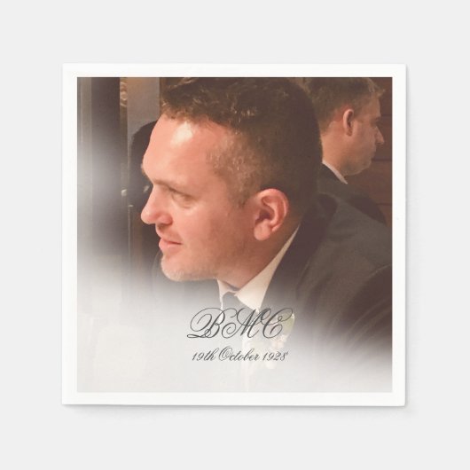 第80期男性誕生日シンプル写エレガント真 スタンダードカクテルナプキン (正面)