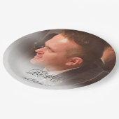 第80期男性誕生日シンプル写エレガント真 ペーパープレート (アングル)