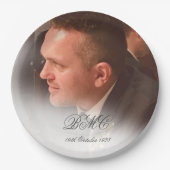 第80期男性誕生日シンプル写エレガント真 ペーパープレート (正面)