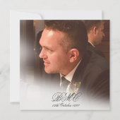 第80期男性誕生日シンプル写エレガント真 招待状 (裏面)