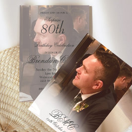 第80期男性誕生日シンプル写エレガント真 招待状