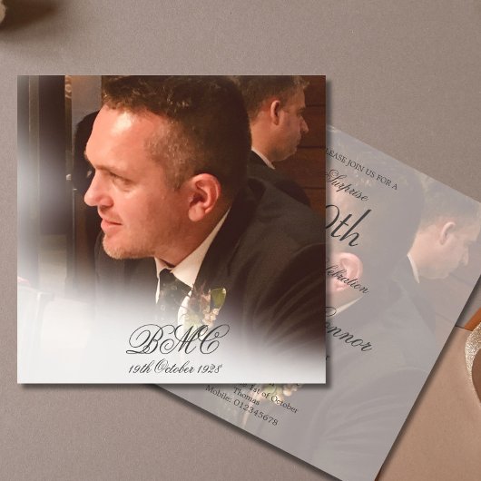 第80期男性誕生日シンプル写エレガント真 招待状