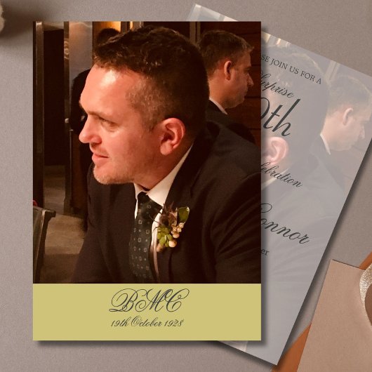 第80期男性誕生日フォトシンプル金ゴールド 招待状