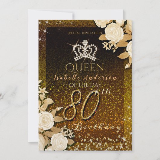 第80期輝くクラウン金ゴールド誕生日 招待状 (正面)