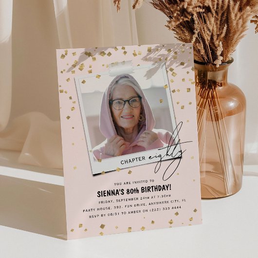 第80章おもしろいモダン写真80誕生日 招待状