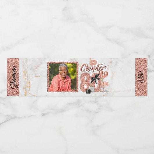 第80章エレガントバラ金ゴールド第80章誕生日写真 ペットボトルラベル (シングルラベル)