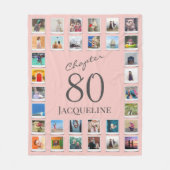 第80章ピンクグレー80誕生日写真 フリースブランケット (正面)