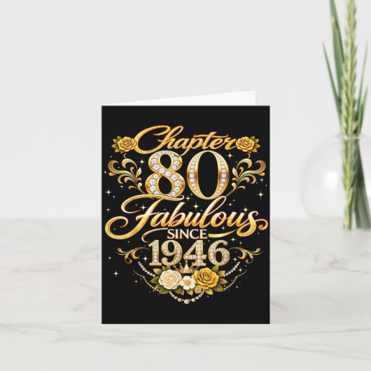 第80章 1946年以来素晴らしい 花柄 80歳の誕生日 カード (正面)