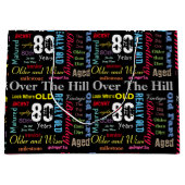 第80落書きのスタイルのハッピーバースデー ラージペーパーバッグ (正面)