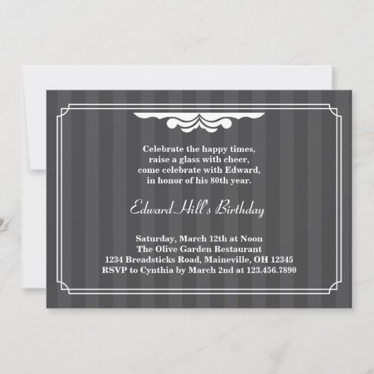 第80誕生会のエレガントな招待状 招待状 (正面)