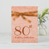 第80誕生会のオレンジダマスク織のテンプレート 招待状 (スタンド正面)