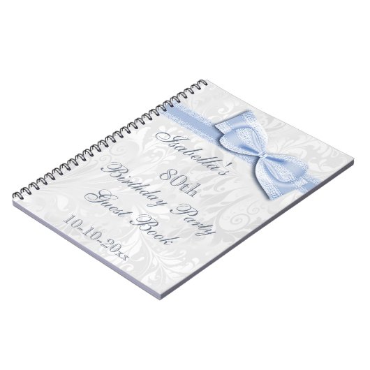 第80誕生会のダマスク織および弓 ノートブック (左側)