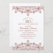 第80誕生会の素朴なレースのクラフト紙 招待状 (正面/裏面)