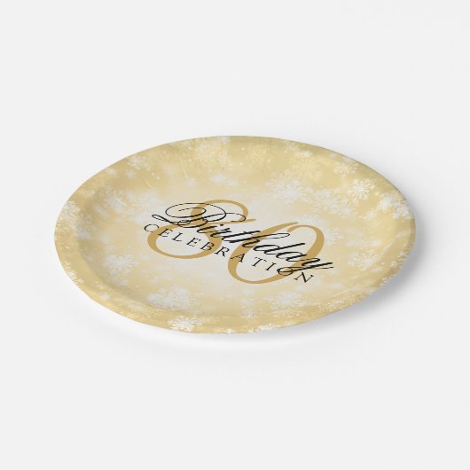 第80誕生会の金ゴールドの冬の不思議の国 ペーパープレート (アングル)