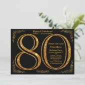 第80誕生会、80、素晴らしいGatsbyのblack&gold 招待状 (スタンド正面)