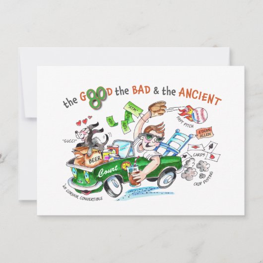 第80誕生日おもしろいカスタム招待状 招待状 (正面)