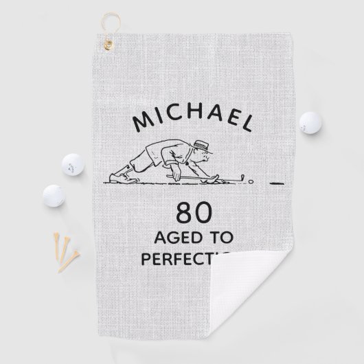 第80誕生日おもしろいゴルファーパーソナライズされた名 ゴルフタオル (インサイチュ)