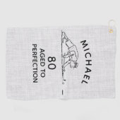 第80誕生日おもしろいゴルファーパーソナライズされた名 ゴルフタオル (横)