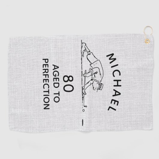 第80誕生日おもしろいゴルファーパーソナライズされた名 ゴルフタオル (横)