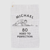 第80誕生日おもしろいゴルファーパーソナライズされた名 ゴルフタオル (正面)