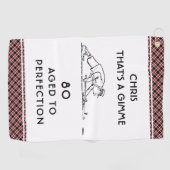 第80誕生日おもしろいゴルファー名パーソナライズされた字プレイド ゴルフタオル (横)