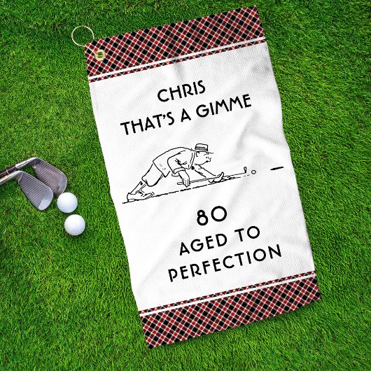 第80誕生日おもしろいゴルファー名パーソナライズされた字プレイド ゴルフタオル