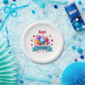 第80誕生日のお祝いのカラフルの気球C01HZ ペーパープレート (パーティー)