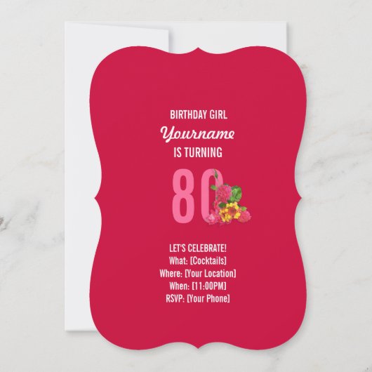 第80誕生日のパーティの招待状-お母さんは英雄です 招待状 (裏面)