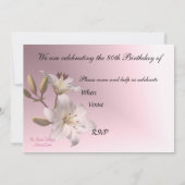 第80誕生日のパーティの招待状-白いユリ 招待状 (裏面)