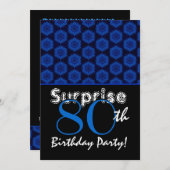 第80誕生日のロイヤルブルーの星W1449を驚かして下さい 招待状 (正面/裏面)