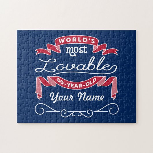 第80誕生日の世界の最も愛らしい80歳 ジグソーパズル (横)
