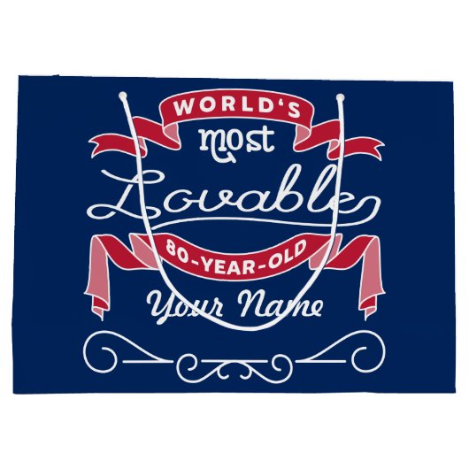 第80誕生日の世界の最も愛らしい80歳 ラージペーパーバッグ (裏面)