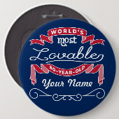 第80誕生日の世界の最も愛らしい80歳 缶バッジ (正面&裏面)