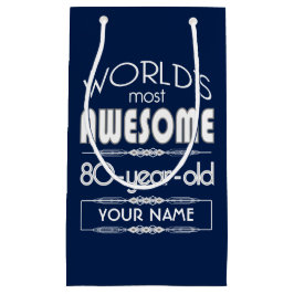 第80誕生日の世界の最も最高のですばらしい濃紺 スモールペーパーバッグ