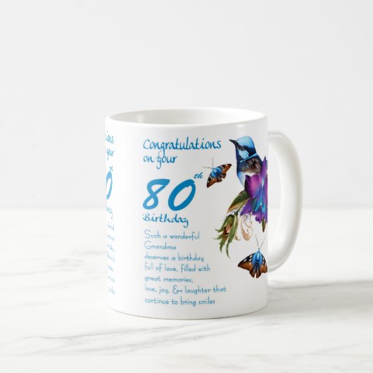 第80誕生日の祖母のマグ コーヒーマグカップ (正面右)